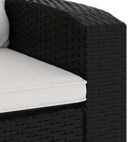 fekete polyrattan dönthető kerti szék párnával