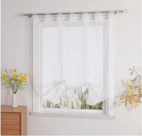 Dekoratív Konyhai Függöny Fehér, Hímzett Kötéssel 140x133 cm