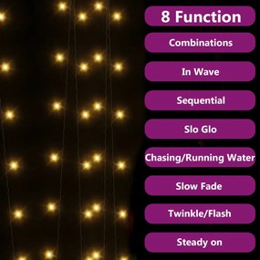 5 db 5x200 LED-es meleg fehér bel-/kültéri napelemes fényfüzér