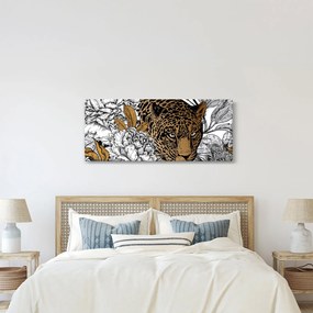 Kép - leopárd a virágok között (120x50 cm)