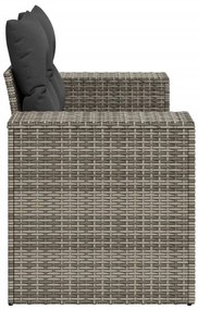 2 személyes szürke polyrattan kerti kanapé párnával