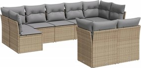 vidaXL 9 részes bézs polyrattan kerti ülőgarnitúra párnákkal