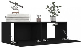 4 db fekete szerelt fa TV-szekrény 100 x 30 x 30 cm