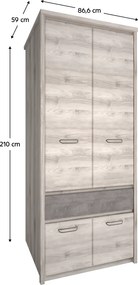 Szekrény 4D1S, nairobi gesztenye/onix, JESI NEW