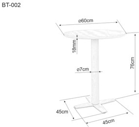 BT-002 kerek bárasztal fehér 60 cm
