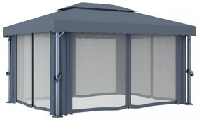 antracitszürke alumíniumpavilon függönnyel 4 x 3 m