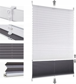 Roló dupla pliszírozott Éjjel-Nappal fehér-szürke 60 x 130 cm fúrás nélkül