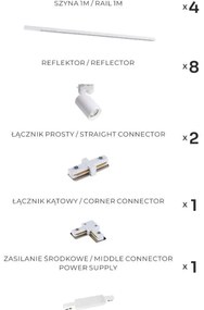 Zuma Line 3585 - TORE sínrendszeres spotlámpa 8xGU10/35W/230V fehér