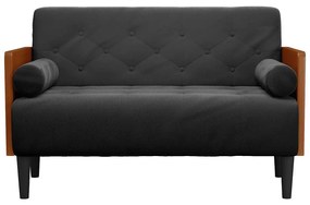 fekete bársony loveseat kanapé párnákkal 110 cm
