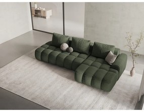 Zöld kinyitható-tárolóhelyes sarokkanapé (jobb oldali-heverő résszel) Linz – Cosmopolitan Design