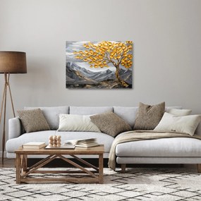 Üveg kép – Fa arany levelekkel (70x50 cm)
