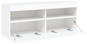 fehér falra szerelhető TV-szekrény LED-lámpákkal 100x30x40 cm