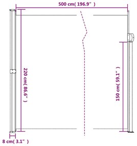barna behúzható oldalsó napellenző 220 x 500 cm