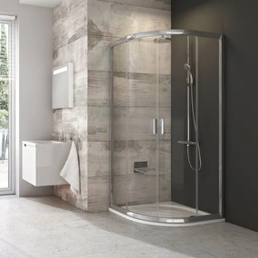 Ravak Blix zuhanykabin 80x80 cm félkör alakú fehér fényes/üveg mintával 3B240100ZG