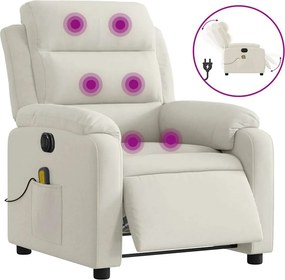 vidaXL krémszínű bársony elektromos dönthető masszázsfotel