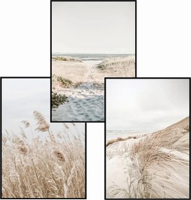 Poszter szett 3db-os 50x70 Bézs minták eviero tájképek természet tengerpart szett