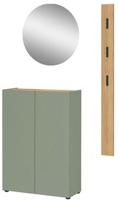 Világoszöld előszoba bútor tölgyfa dekorral 104x200x33 cm Alviano – Germania