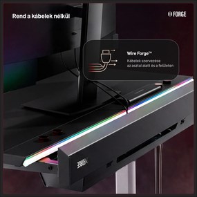 Elektromos RGB gamingasztal tartókkal, fekete-fehér, 160 cm: Diablo X-Forge 1600