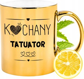 Prémium Arany Csillogó Bögre Tetováló Ajándék Nyomtatott Fotóval