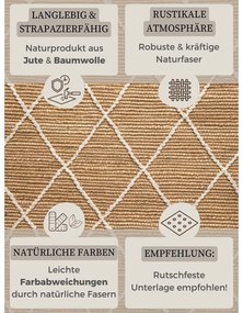 Natúr színű kézi szövésű juta szőnyeg 80x150 cm Kunu – Hanse Home