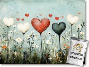 Fotótapéta Flizelina Kert Rét Szív Virágok Vintage Retro 250x175 ragasztó