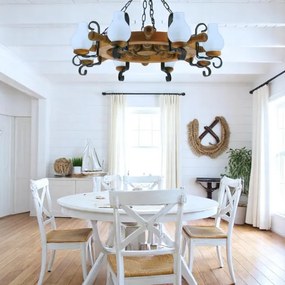 Brilagi - Csillár láncon TIMONA 8xE14/40W/230V bükkfa