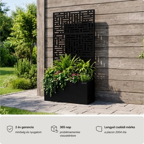 Fém kerti pergola virágládával 3in1, fekete, 900x1800x300 mm: ROSE