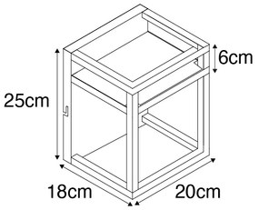 Ipari fali lámpa fekete polccal - Cage Rack