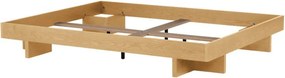 Natúr színű MDF franciaágy ágytámla nélkül ágyráccsal 180x200 cm tölgyfa dekorral Kito – noo.ma