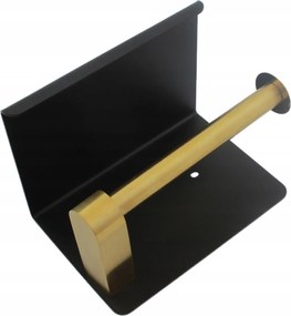 Wc-papír Tartó Fém Akasztó Polccal Fekete-arany Loft