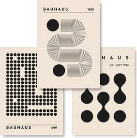 Bauhaus Boho 3 db-os poszter szett 40x50 cm Absztrakt bézs kép #345
