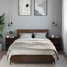 éjjeliszekrények 2 db barna tölgy 40x31x50 cm műfából és fémből