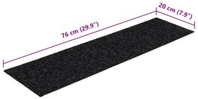 öntapadós lépcsőszőnyegek 15 db 76 x 20 cm fekete téglalap alakú