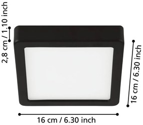 Fekete LED mennyezeti lámpa 16x16 cm FUEVA 5 – EGLO