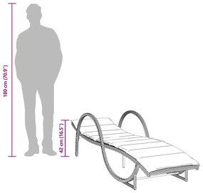 fekete polyrattan napozóágy párnával 60 x 199 x 42 cm