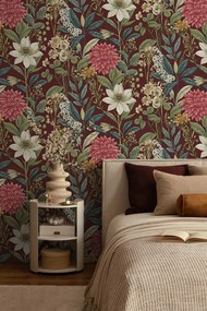 Holden Decor Wanderlust Clematis bordó-lila virágos vlies tapéta – 92061