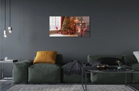 Akrilkép Karácsonyfa díszítés ajándék kandalló 100x50 cm