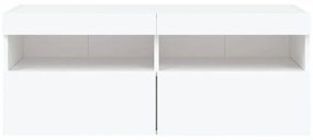fehér falra szerelhető TV-szekrény LED-lámpákkal 100x30x40 cm