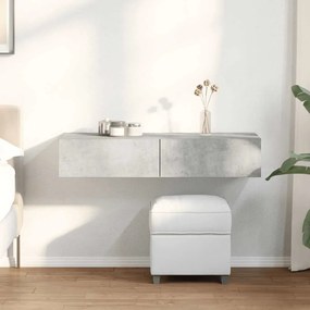 Falipolc fiókokkal betonszürke 100x36x19 cm műszaki fa