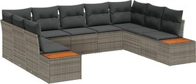 vidaXL Kerti Kanapé Szett párnával 9 pcs Szürke Poli rattan