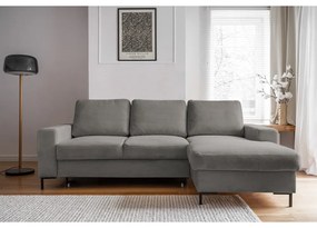 Szürke kordbársony kinyitható sarokkanapé (jobb oldali) Lofty Lilly – Miuform