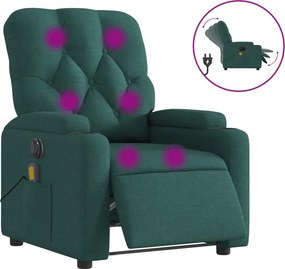 vidaXL sötétzöld szövet elektromos dönthető masszázsfotel