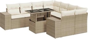 vidaXL 9 részes bézs polyrattan kerti ülőgarnitúra párnákkal