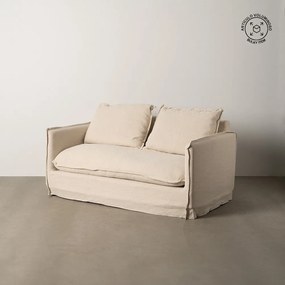 Krémszínű len kanapé 160 cm – Ixia