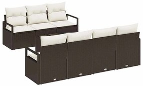 vidaXL Kanapé Szett 8 pcs Barna és Krém polirattan