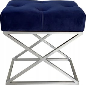 Pad kárpitozott puff fém X sötétkék-ezüst