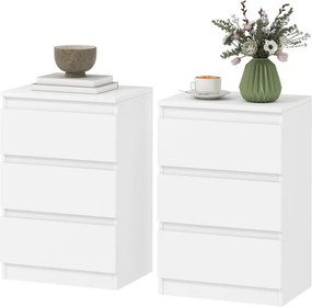 HOMCOM Éjjeliszekrények, 2 db-os szett, 3 fiókkal, 40 x 30 x 59,5cm, fehér