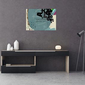 Üveg kép - Repülő léggömb szivárvánnyal (70x50 cm)