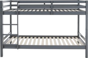Emeletes ágy, 90x200, tömör fa, szürke, INEZA