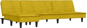 vidaXL sárga L-alakú bársony kanapéágy 255x140x70 cm